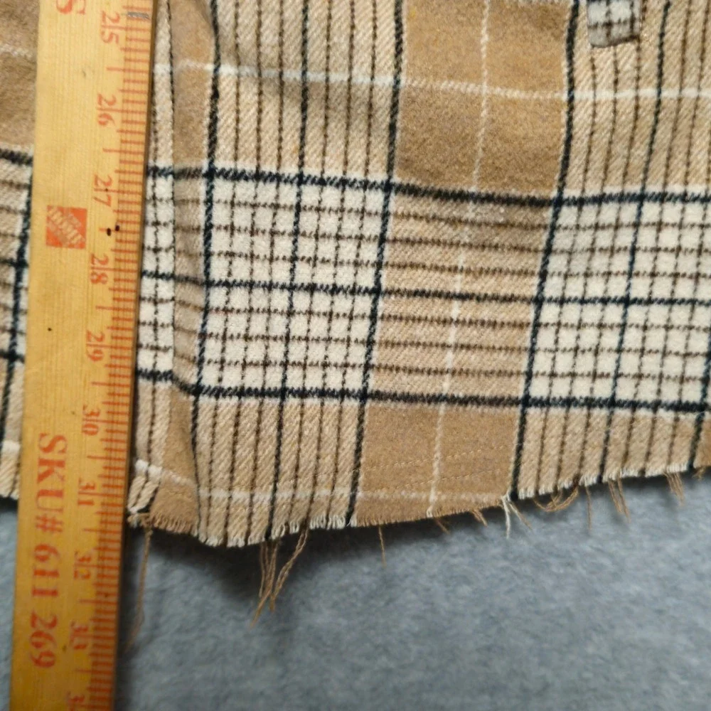 Akair Plaid Flannel‎ Shacket Womens Oversized Small Button Down Distressed Hem